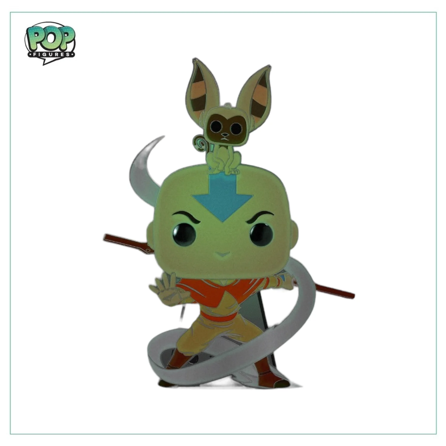 Aang with Momo #55 Enamel Pop! Pin -Avatar the Last Airbender - Glow in the Dark - Image 2