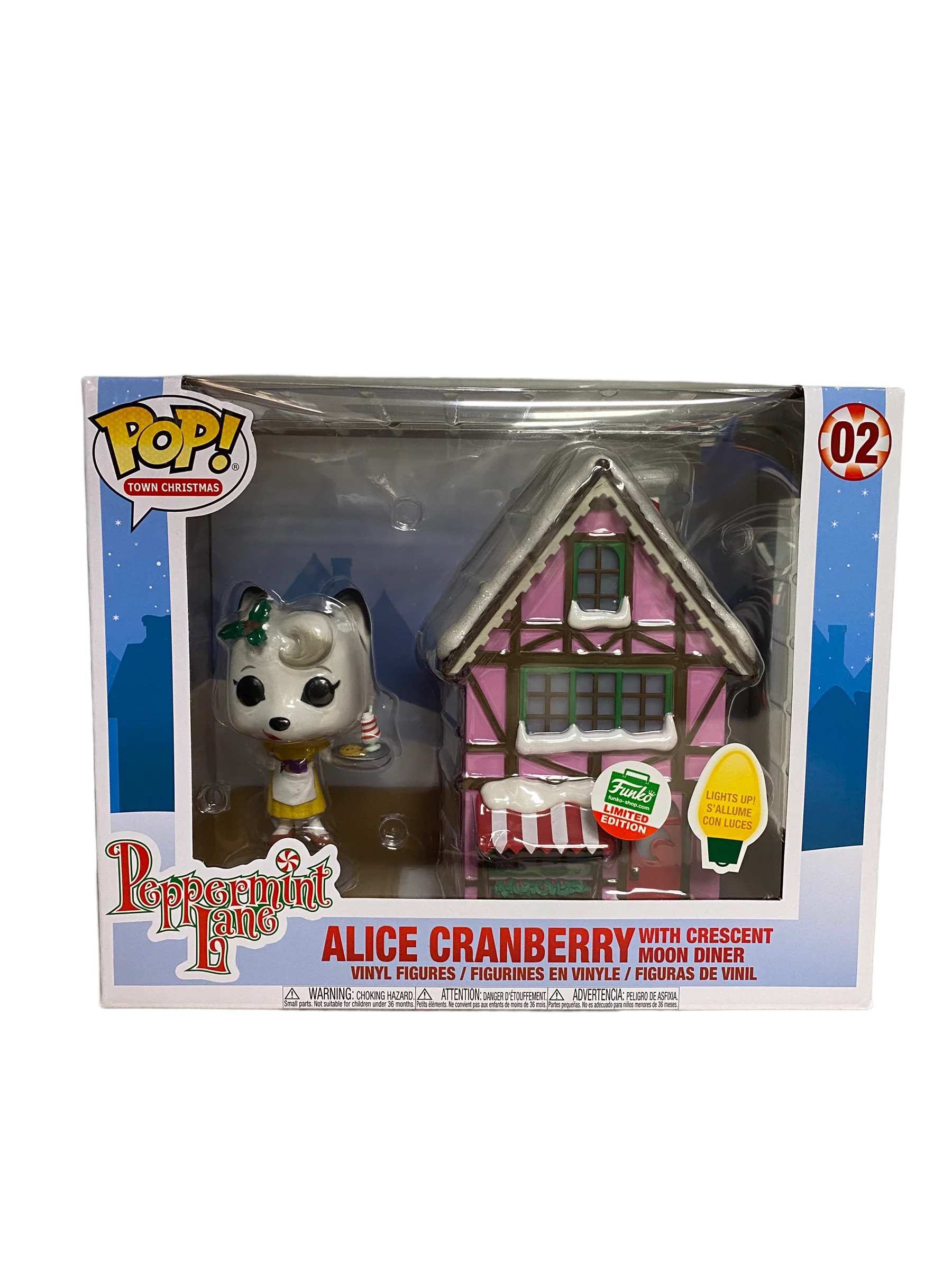 Alice Cranberry With Crescent Moon Diner #02 (Lights Up) Funko Pop Town Christmas! - Peppermint Lane - Funko Shop Exclusive - Condition 9.5+/10 - Image 2