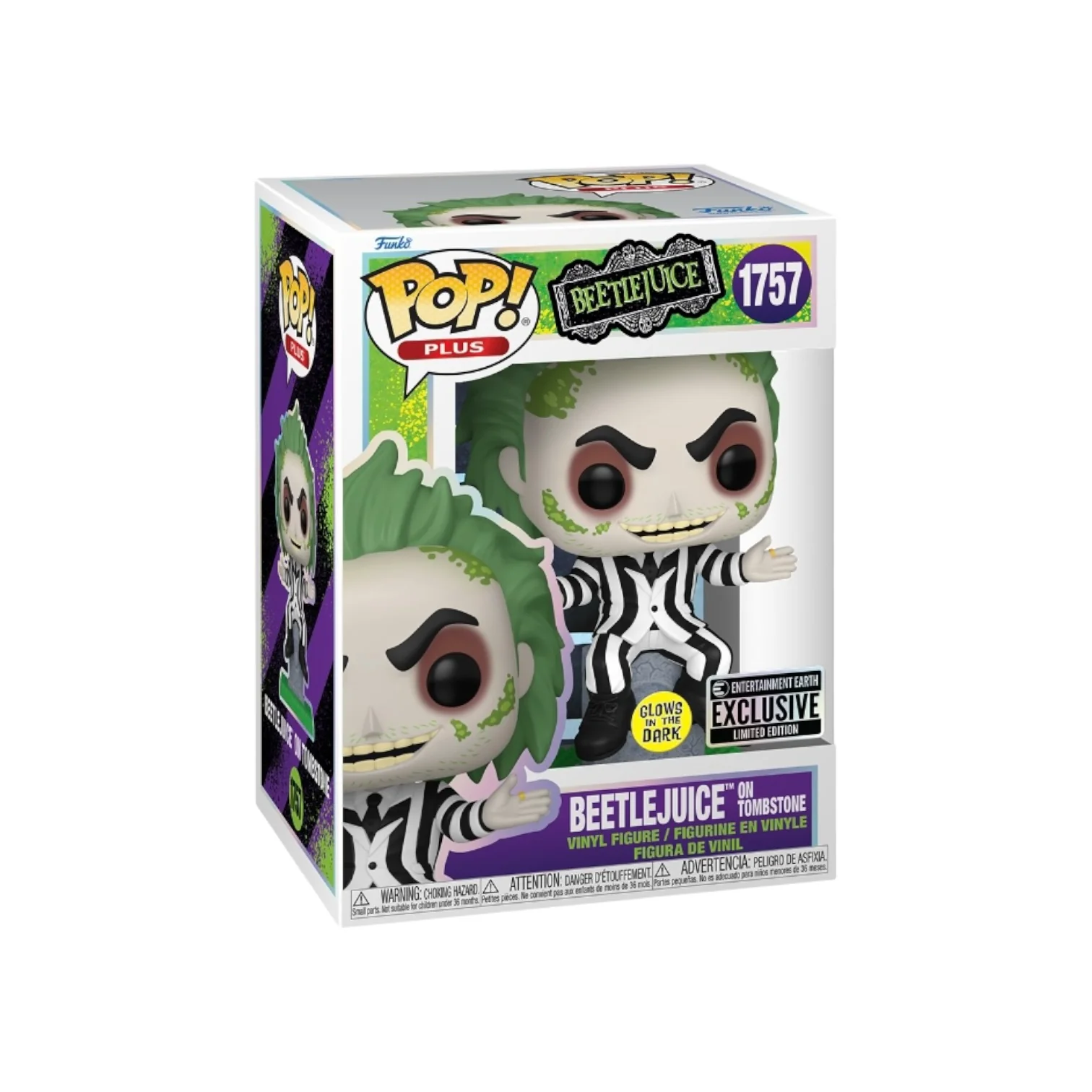 Beetlejuice on Tombstone #1757 (Glows in the Dark) Funko Pop! Plus - Beetlejuice - Entertainment Earth Exclusive