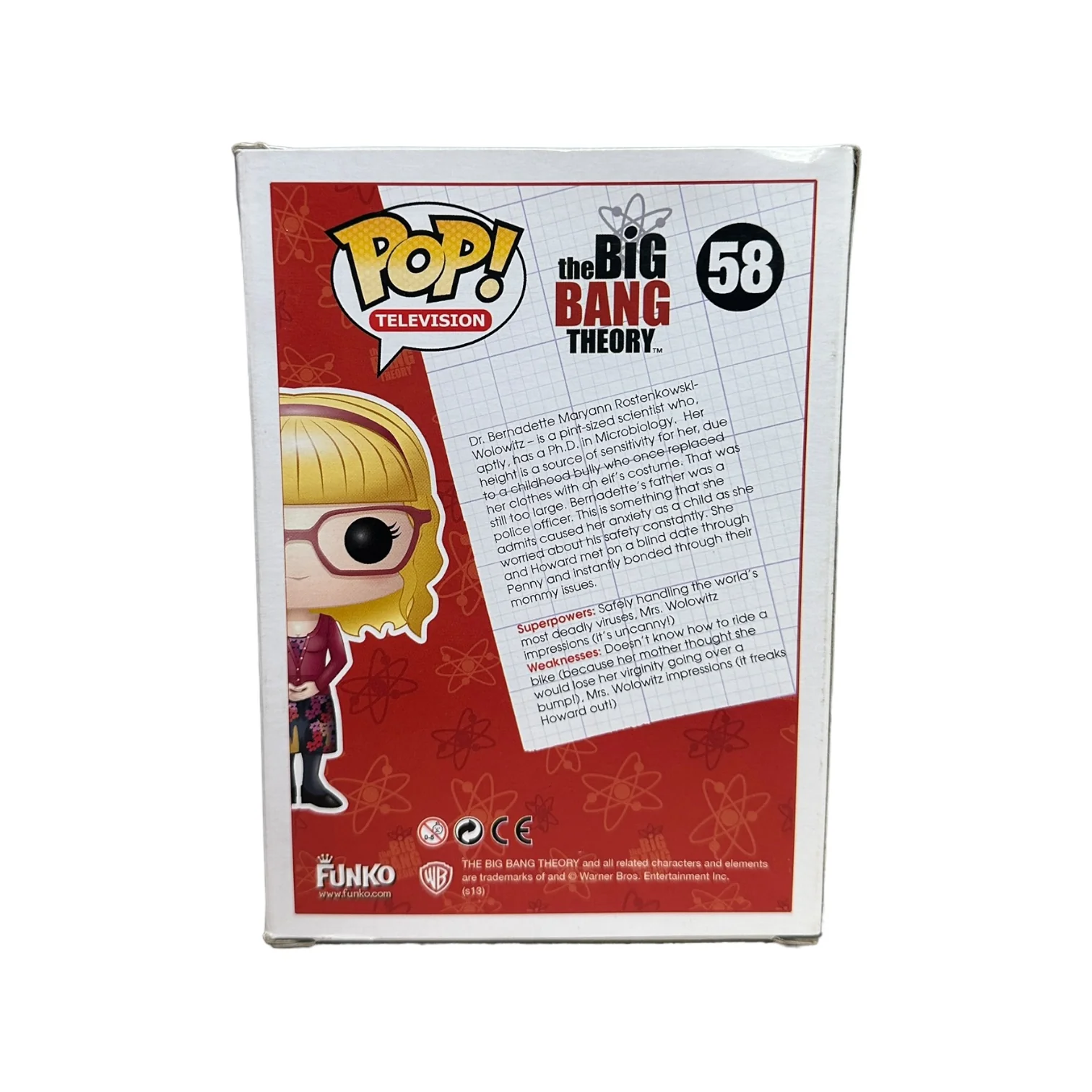 Bernadette Rostenkowski-Wolowitz #58 Funko Pop! - The Big Bang Theory - 2013 Pop! - Condition 7.5/10 - Image 3