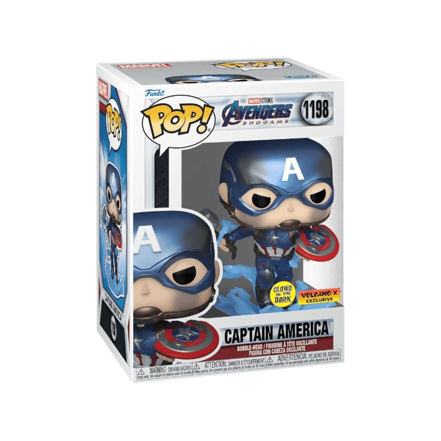 Captain America #1198 (Metallic / Glows in the Dark) Funko Pop! - Avengers: Endgame - Volcano X Exclusive