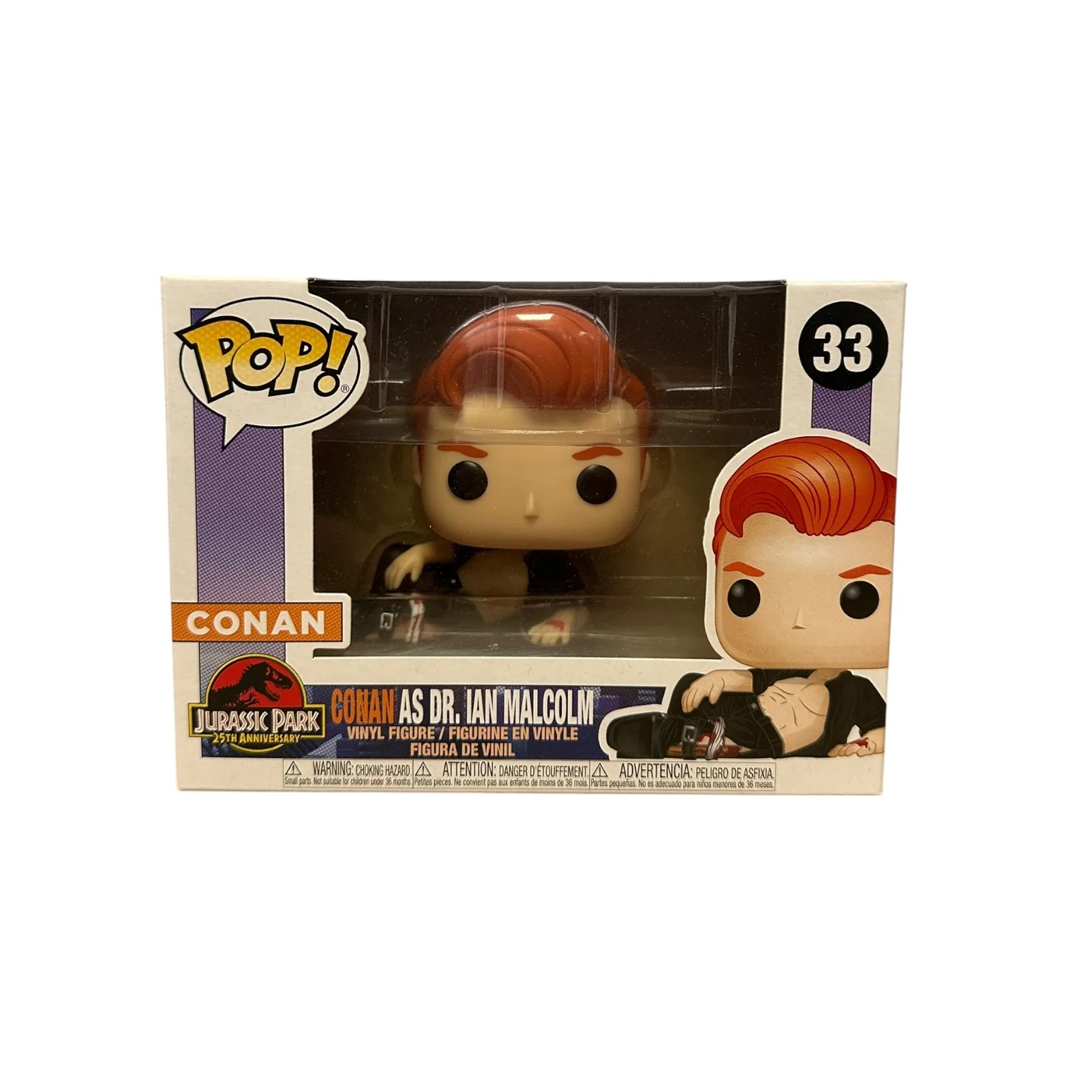 Conan as Dr. Ian Malcolm #33 Funko Pop! - Conan / Jurassic Park 25th Anniversary - Condition 9/10