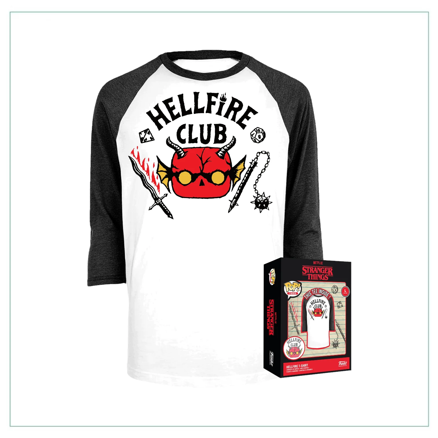 Boxed Tee: Hellfire Club 3/4 Funko Stranger Things
