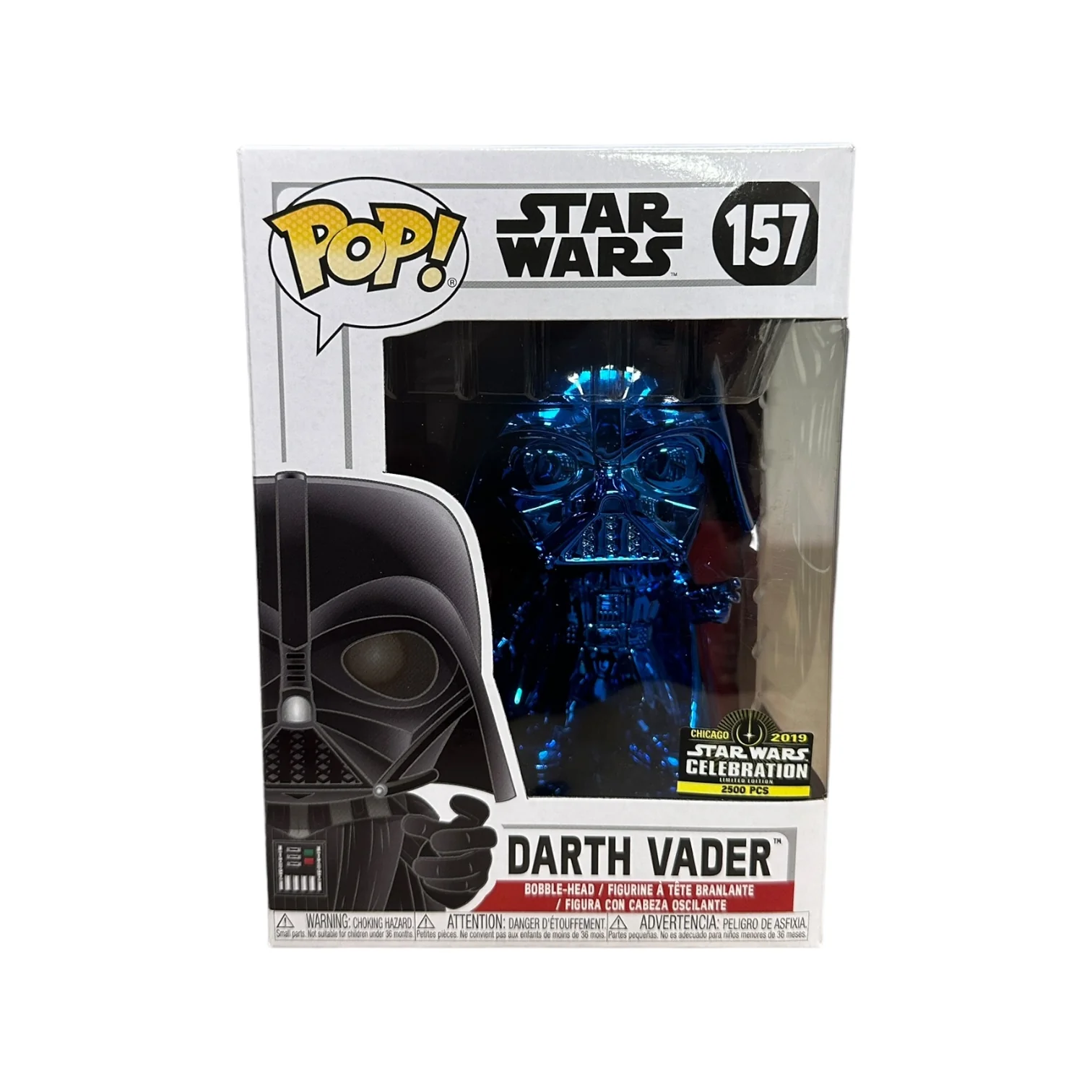 Darth Vader #157 (Blue Chrome) Funko Pop! - Star Wars - Star Wars Celebration Chicago 2019 Exclusive LE2500 Pcs - Condition 8.75/10