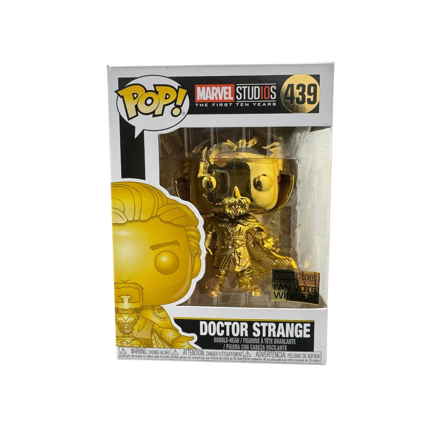 Doctor Strange (Gold Chrome) #439 Funko Pop! - Marvel Studios The First Ten Years - Fan Vote Winner - Condition 7.5/10