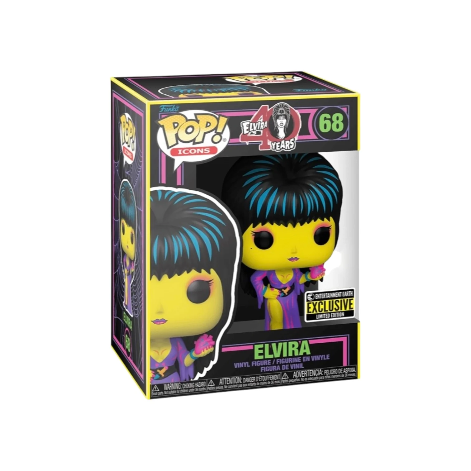 Elvira #68 (Blacklight) Funko Pop! - Elvira: 40 Years - Entertainment Earth Exclusive