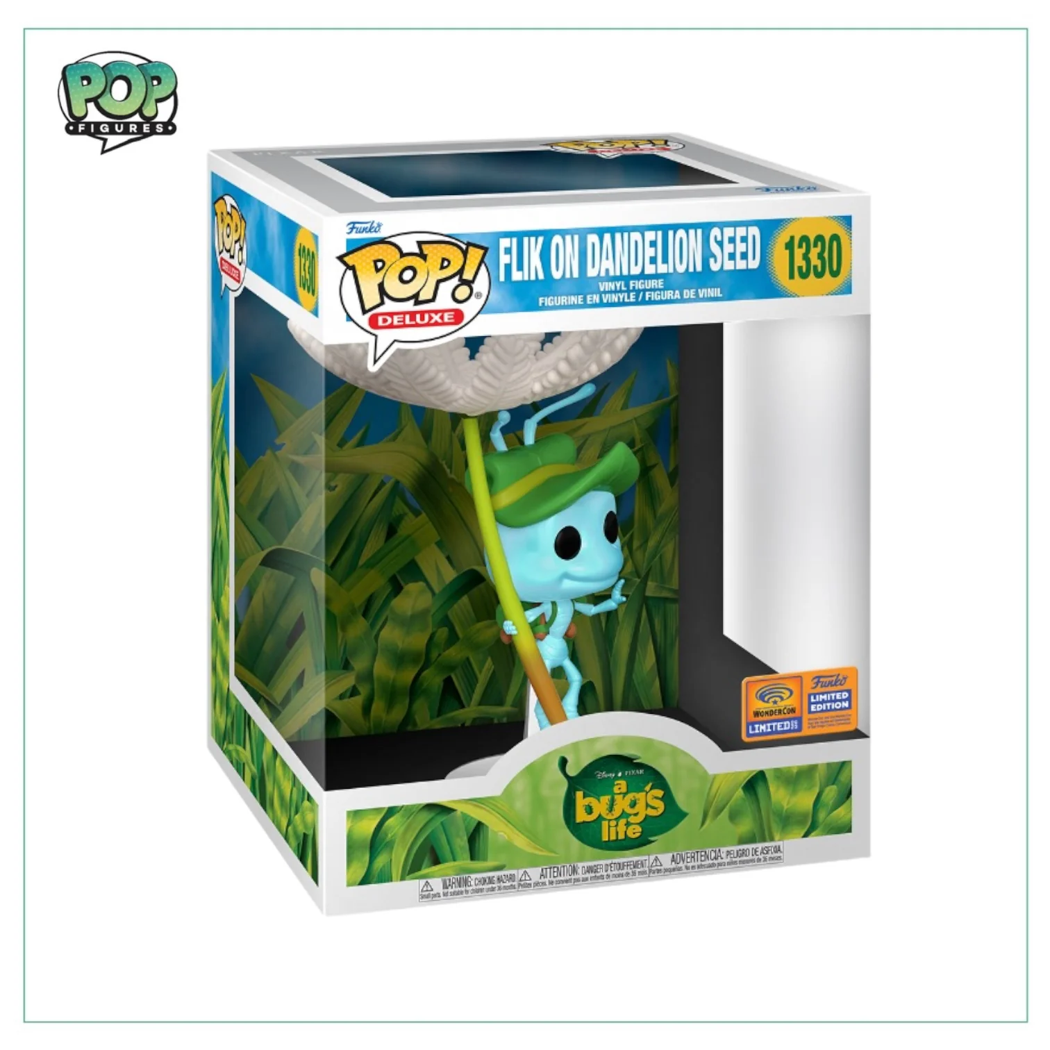 Flik on Dandelion #1330 Funko Deluxe Pop! - A Bug's Life - Wonder Con 2023 Official Convention Exclusive