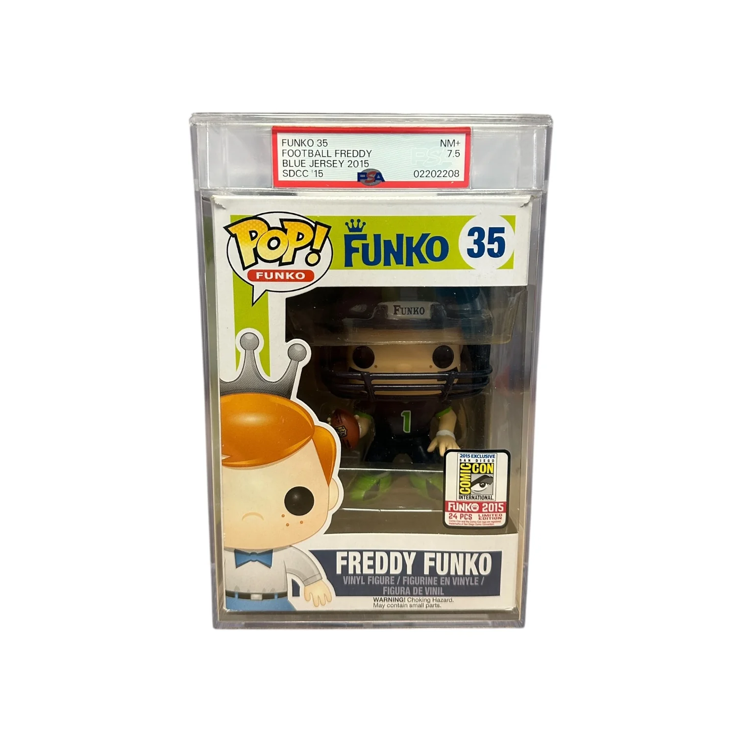 Freddy Funko as Football (Blue) #35 Funko Pop! - SDCC 2015 Exclusive LE24 Pcs - PSA 7.5/10