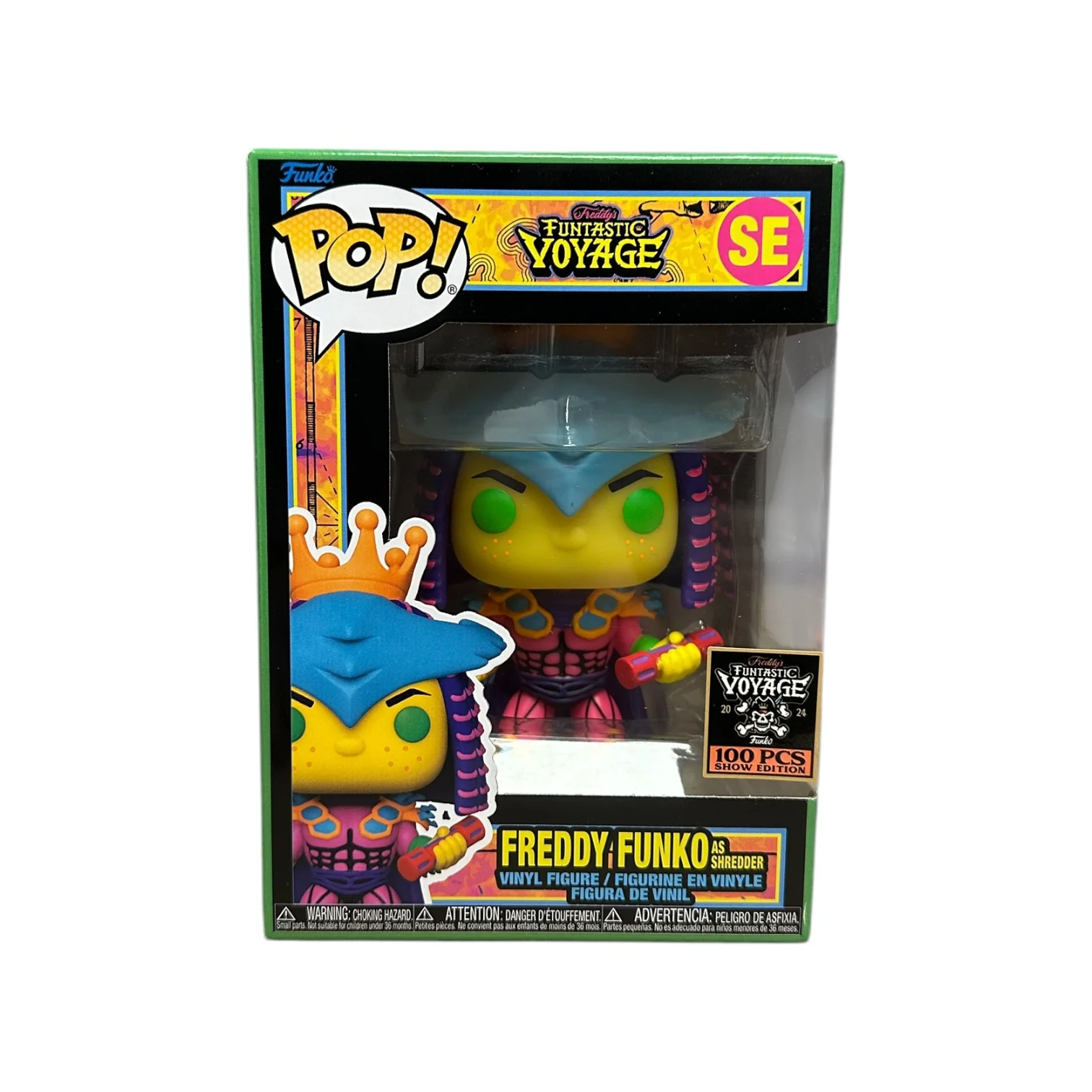 Freddy Funko as Shredder (Blacklight) Funko Pop! - Teenage Mutant Ninja Turtles - Freddy's Funtastic Voyage 2024 Show Edition LE100 Pcs - Condition 8.75/10