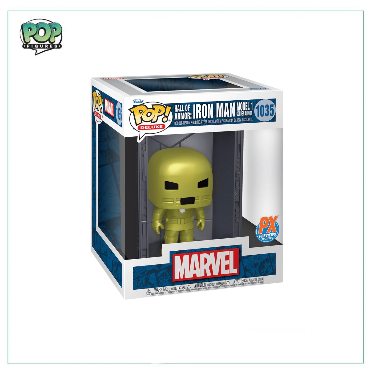 Iron Man Model 1 Golden Armor (Metallic) #1035 Deluxe Funko Pop! - Marvel - Hall Of Armor - PX Previews Exclusive