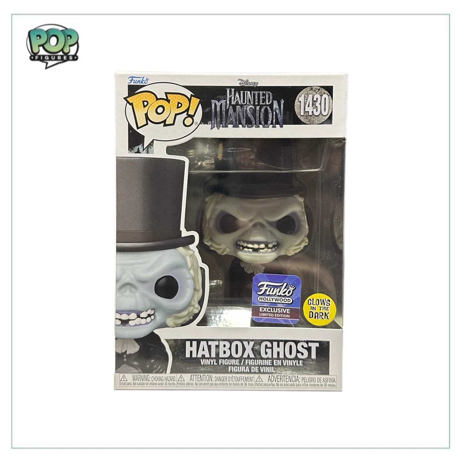 Hatbox Ghost #1430 (Glows in the Dark) Funko Pop! - Haunted Mansion - Funko Hollywood Exclusive