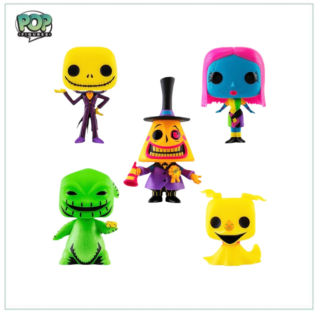 Jack Skellington / Mayor / Oogie Boogie / Sally / Zero (Blacklight Glows In The Dark) Deluxe Funko 5 Pack! - Disney - Walmart Exclusive - Image 2
