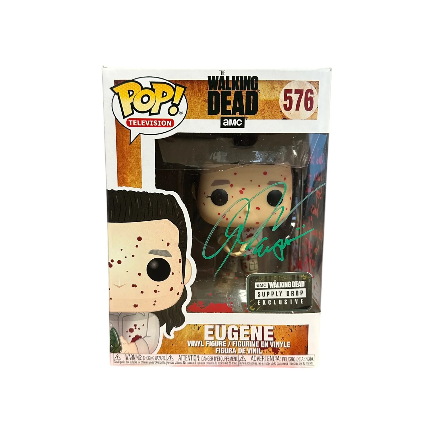 Josh McDermitt Signed Eugene #576 (Bloody) Funko Pop! - The Walking Dead - Supply Drop Exclusive - Condition 8/10 - JSA Authenticated