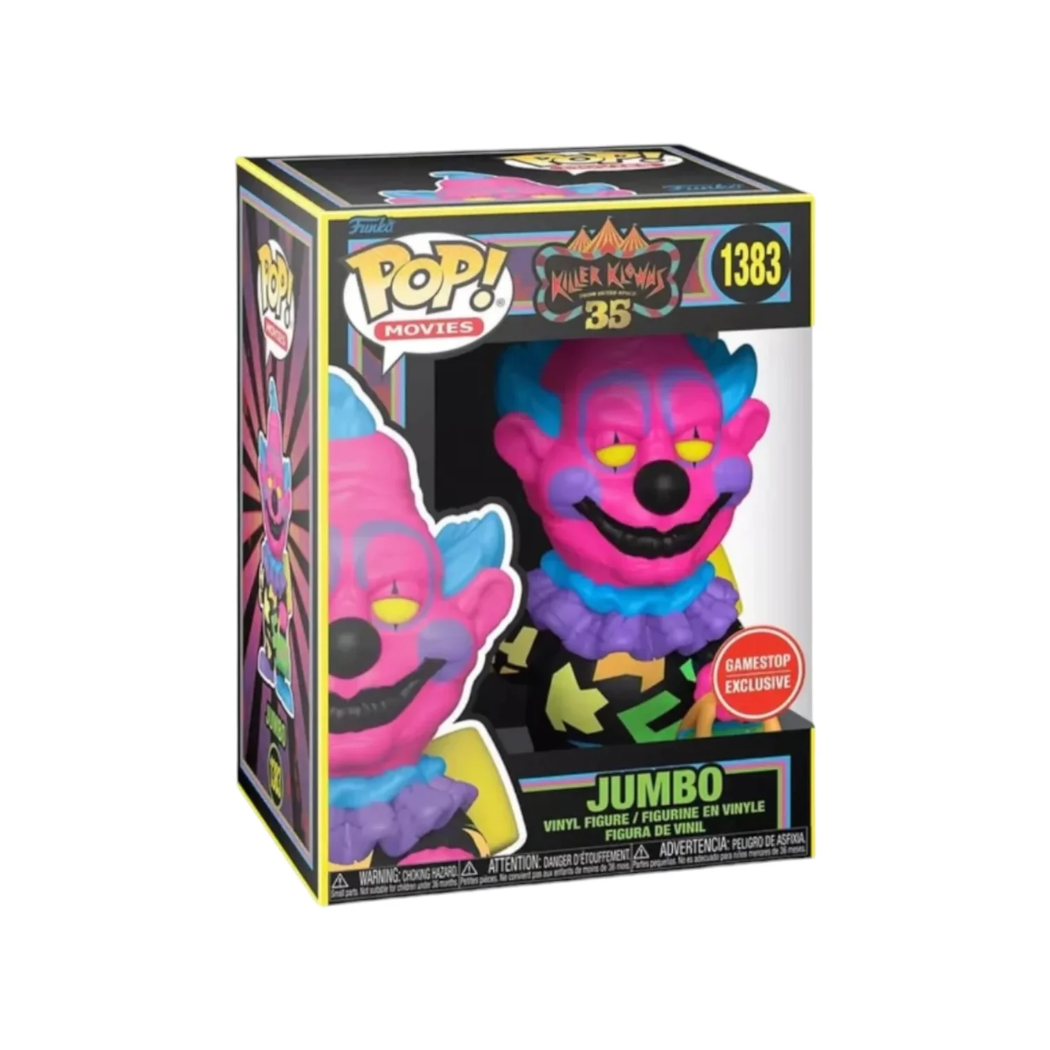 Jumbo #1383 (Blacklight) Funko Pop! - Killer Klowns from Outer Space 35 - Gamestop Exclusive
