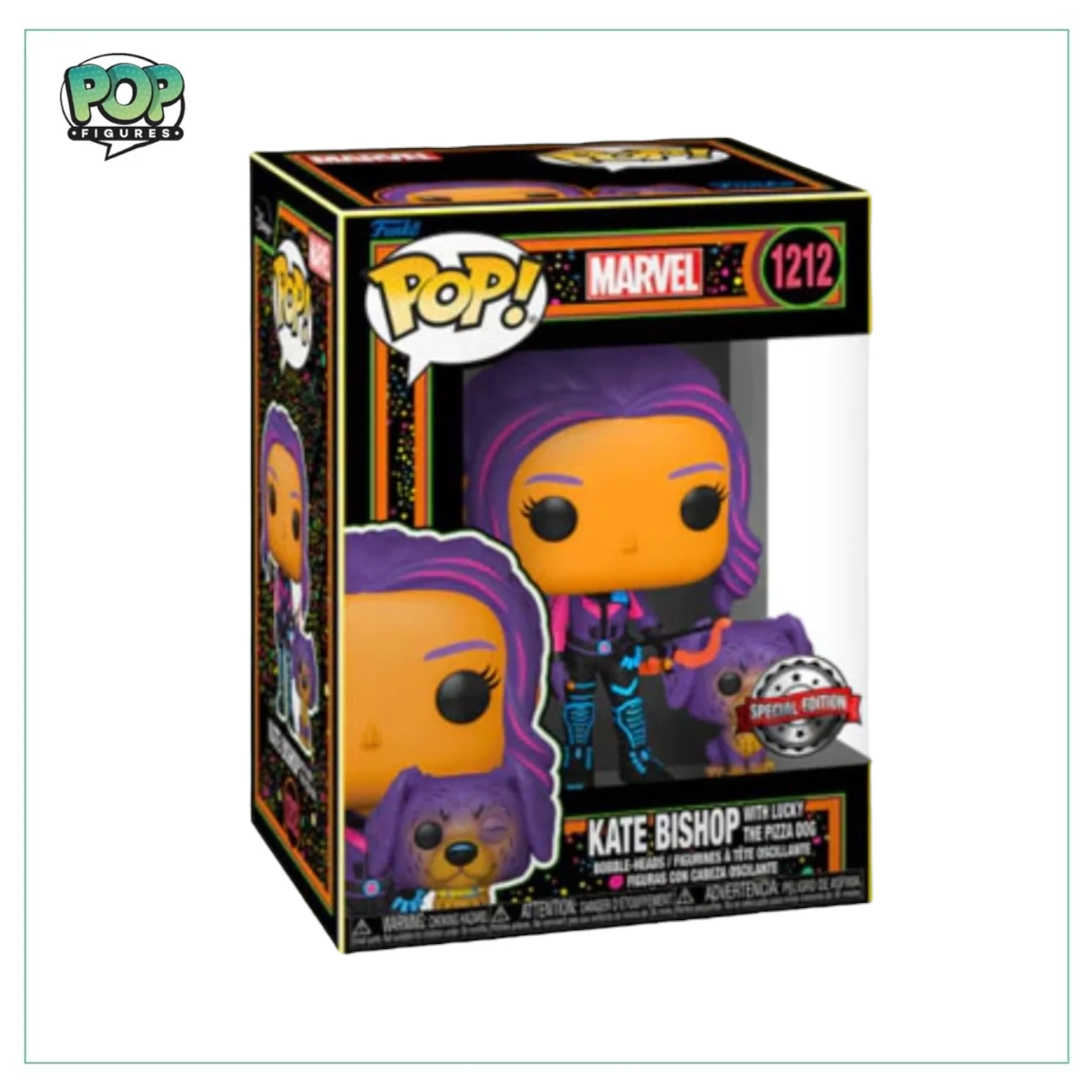 Kate Bishop with Lucky the Pizza Dog #1212 Funko Pop! - Blacklight - Special Edition