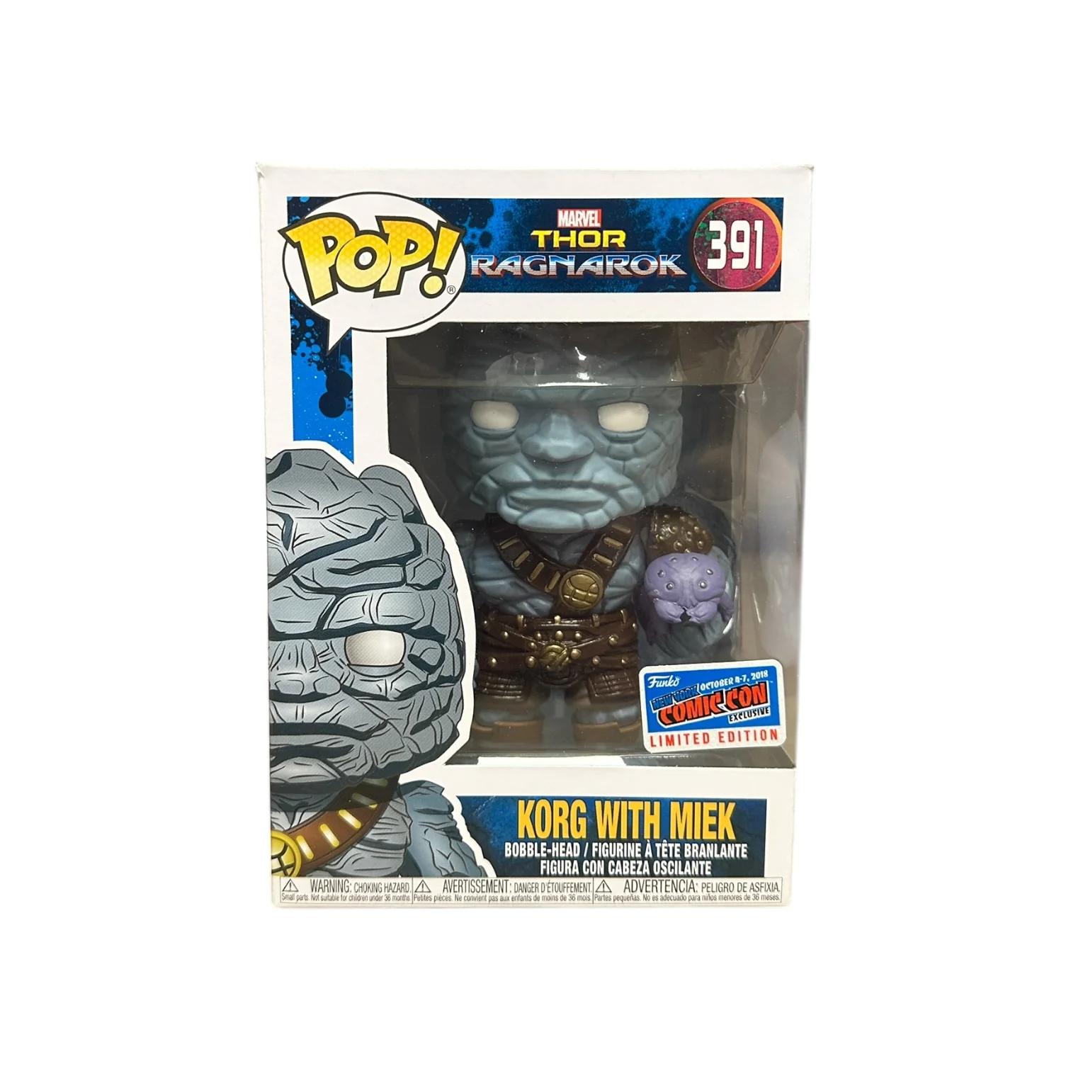Korg with Miek #391 Funko Pop! - Thor: Ragnarok - NYCC 2018 Official Convention Exclusive - Condition 8.5/10