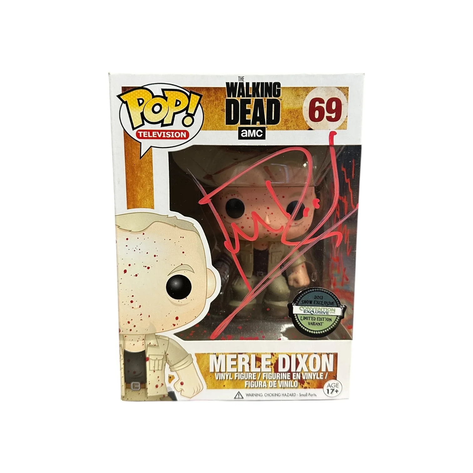 Michael Rooker Signed Merle Dixon #69 (Bloody) Funko Pop! - The Walking Dead - Tampa Bay Comic Con 2013 Exclusive - Condition 7/10 - ACOA Authenticated
