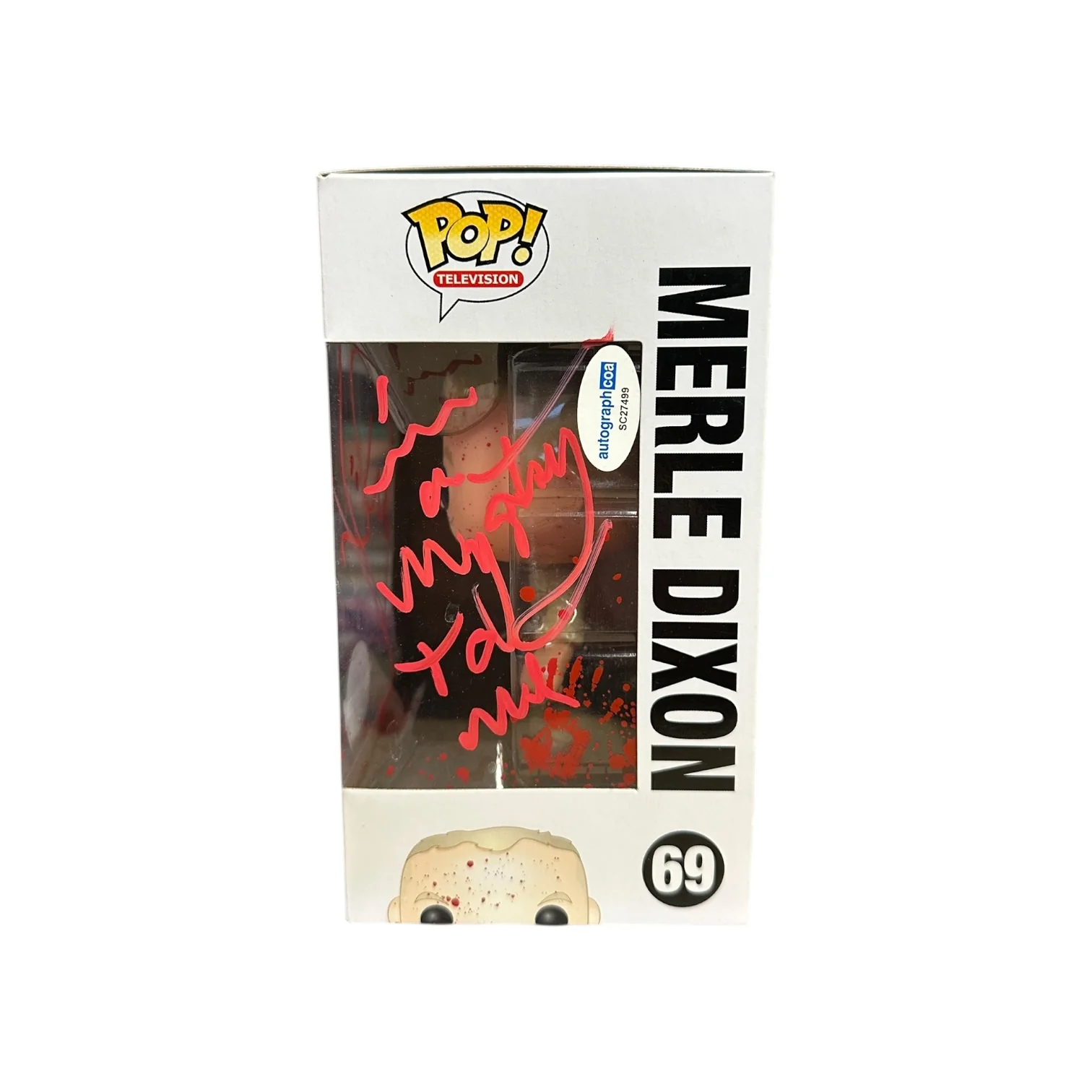Michael Rooker Signed Merle Dixon #69 (Bloody) Funko Pop! - The Walking Dead - Tampa Bay Comic Con 2013 Exclusive - Condition 7/10 - ACOA Authenticated - Image 2
