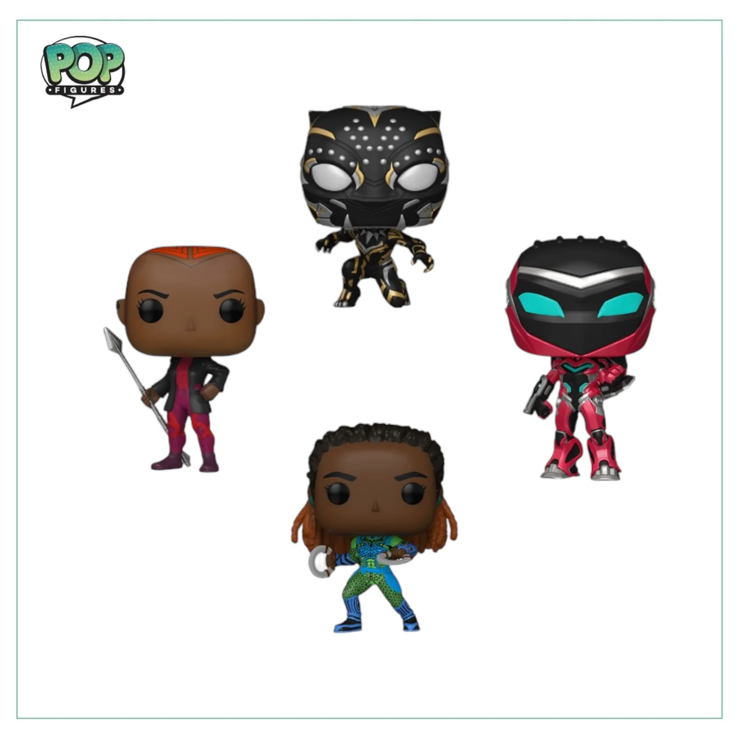 Nakia , Black Panther, Ironheart MK 2, Okoye 4 Pack Funko Pop! - Wakanda Forever - Glow in the dark - Target - Image 2