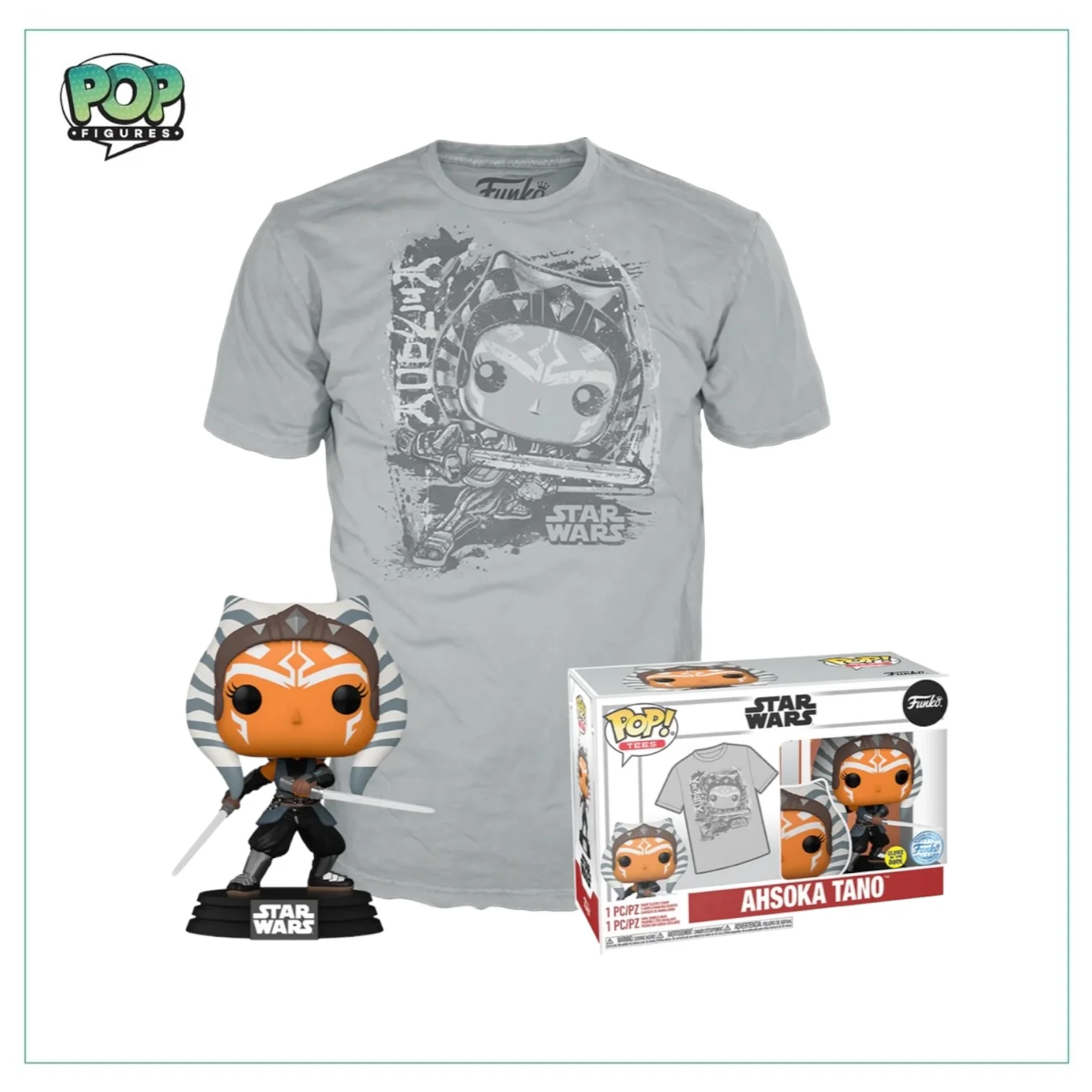 Pop and Tee - Ahsoka Tano (Glows in the Dark) Funko T-Shirt and Pop - Star Wars