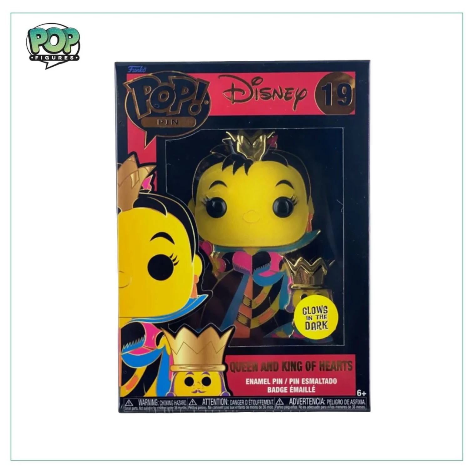 Queen and King of Hearts #19 Enamel Pop! Pin - Alice in Wonderland - Glow in the Dark