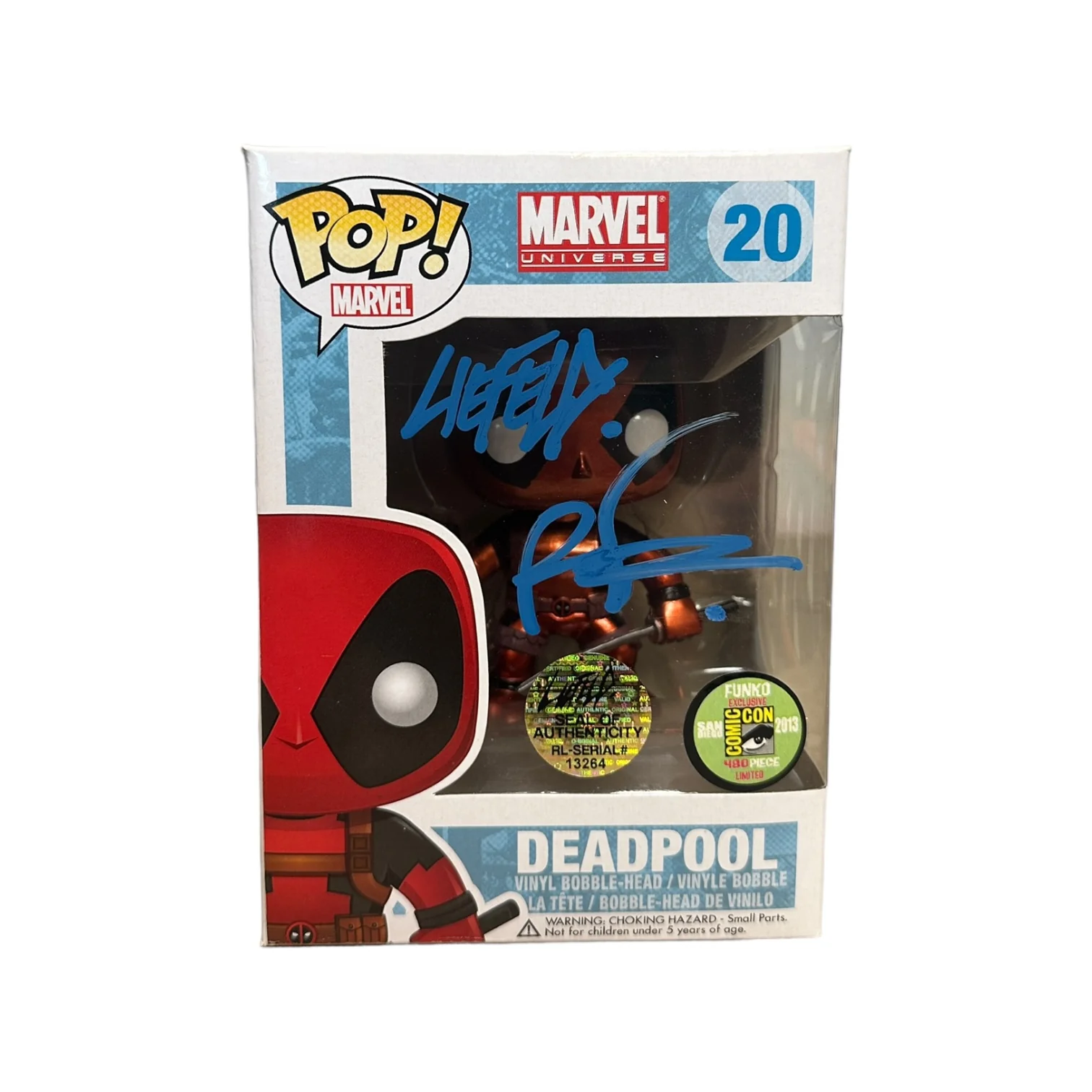 Rob Liefield Signed Deadpool #20 (Metallic) Funko Pop! - Marvel Universe - SDCC 2013 Exclusive LE480 Pcs - Condition 8/10 - Robliefieldcreations.com COA