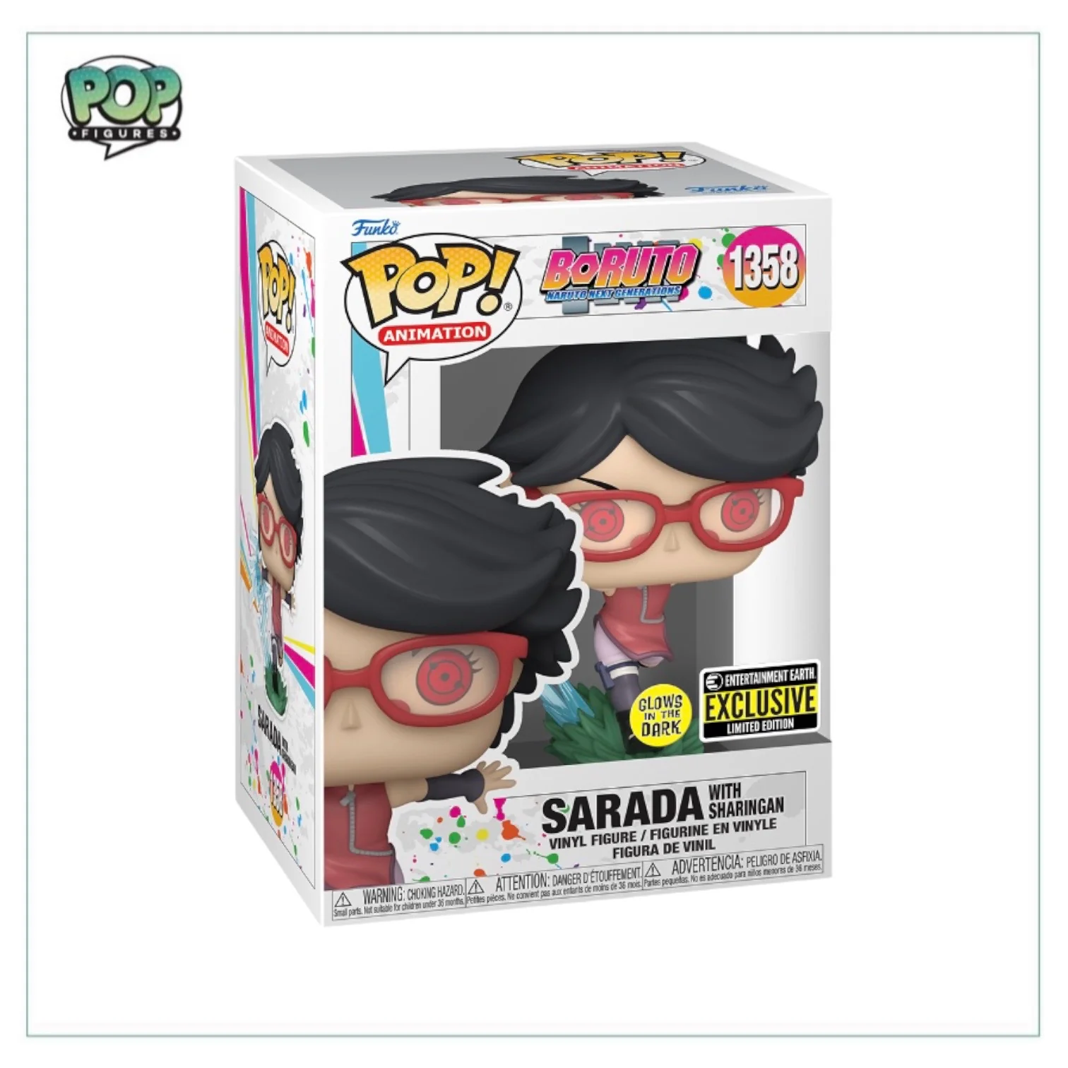 Sarada with Sharingan #1358 (Glows in the Dark) Funko Pop! - Boruto: Naruto Next Generations - Entertainment Earth Exclusive