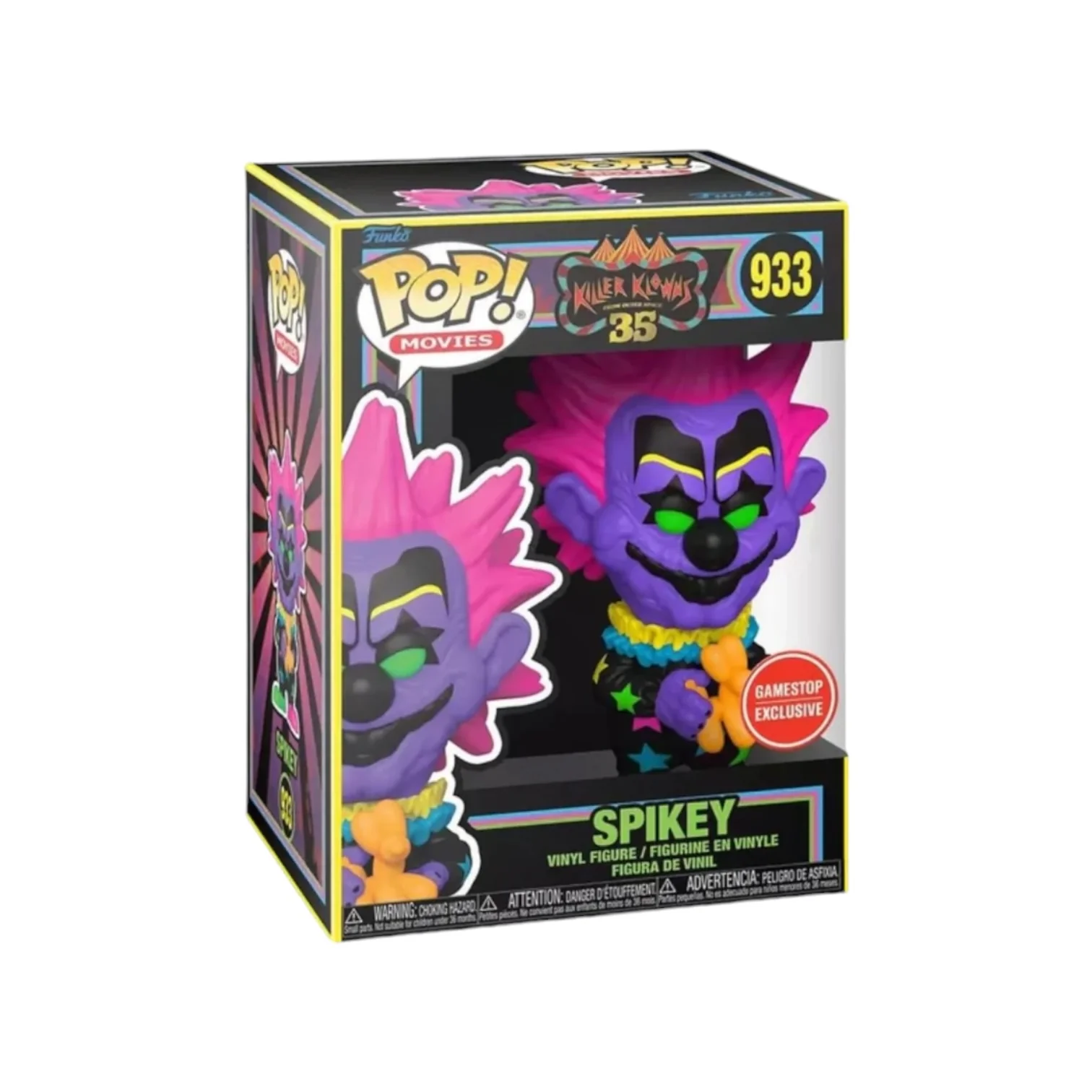 Spikey #933 (Blacklight) Funko Pop! - Killer Klowns From Outer Space 35 - Gamestop  Exclusive