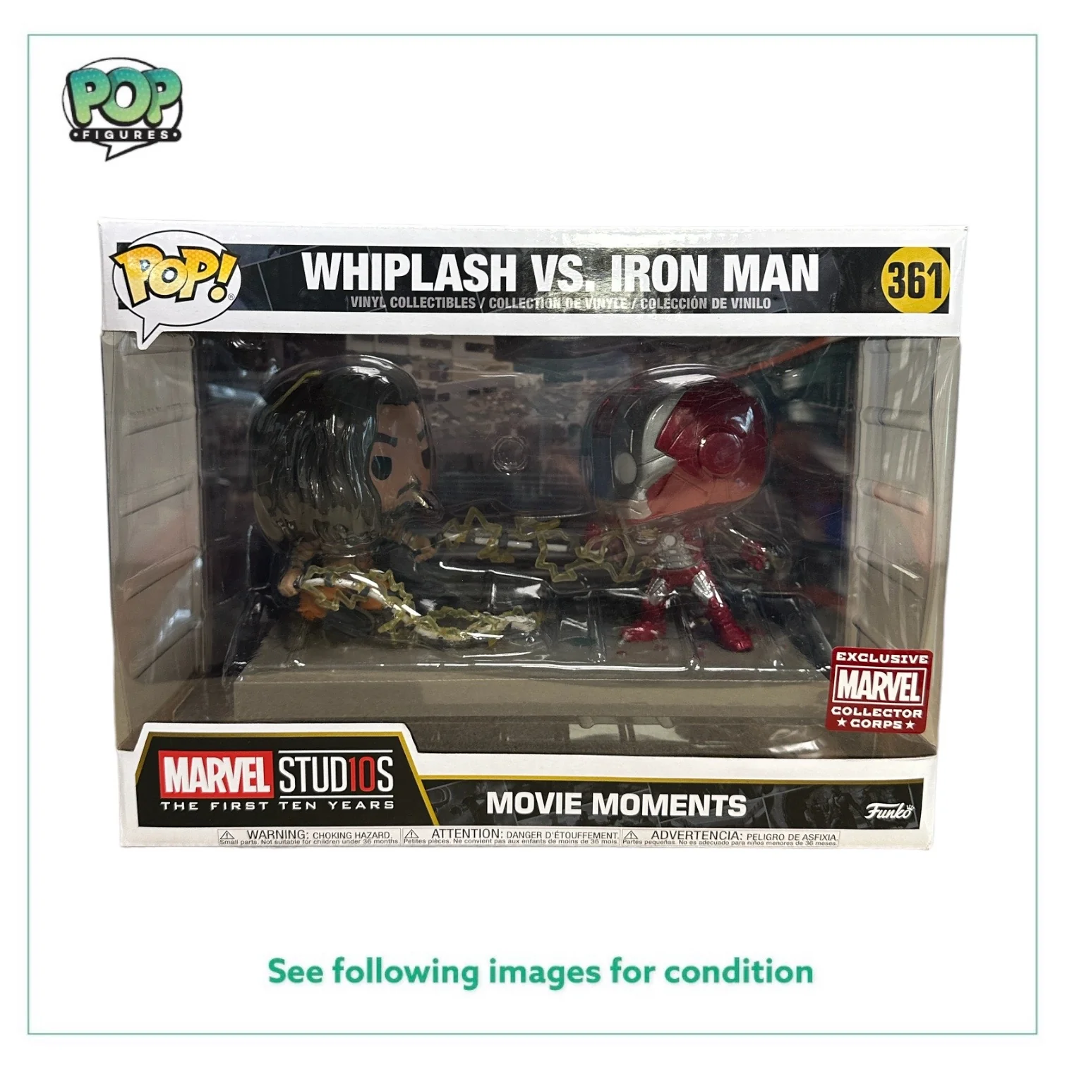 Whiplash Vs. Iron Man #361 Funko Pop Movie Moments! - Marvel Studios First Ten Years - Marvel Collector Corps Exclusive - Condition 7.5/10